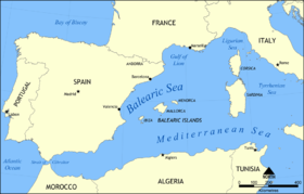Балеарское море на карте