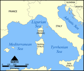 Местоположение Лигурийского моря
