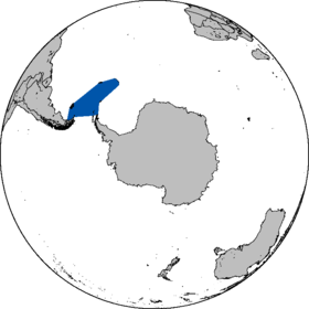 Территория моря Скотия на карте Южного полушария.