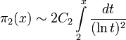 \pi_2(x) \sim 2 C_2 \int\limits_2^x \frac{dt}{(\ln t)^2}
