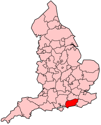 Графство Западный Суссекс на карте Англии