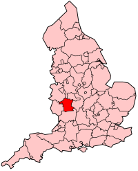 Графство Вустершир на карте Англии