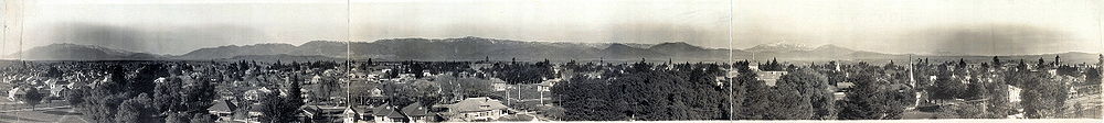 Сан-Бернардино в 1909 году. Город и деревенские постройки.