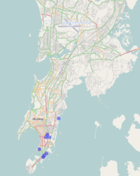 Карта города Мумбаи, синими кружками обозначены места атак.