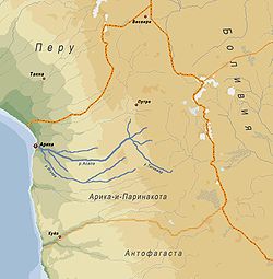 Река Асапа на карте областиАрика-и-Паринакота