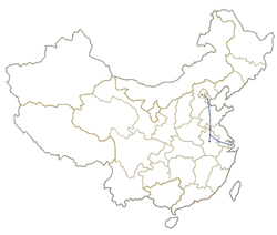 Схема линии, наложенная на карту Китайской Народной Республики