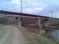 Ж/д мост через реку. Автотрасса P-316