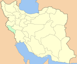 Карта Ирана с подсвеченной провинцией Илам