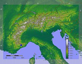 Приморские Альпы на карте Альп.