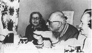 Слева направо: E. Боннэр, А. Сахаров, С. Каллистратова, 1986
