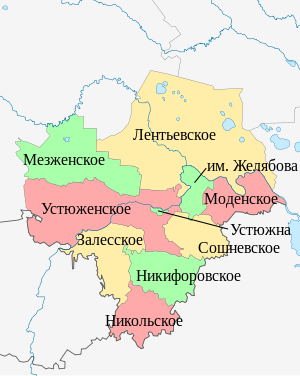 Устюженский район, карта