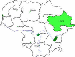 Утенский уезд на карте