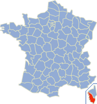 Департамент Корсика Южная на карте Франции