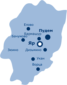 Ярский район, карта