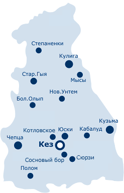Кезский район, карта