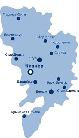Кизнерский район, карта